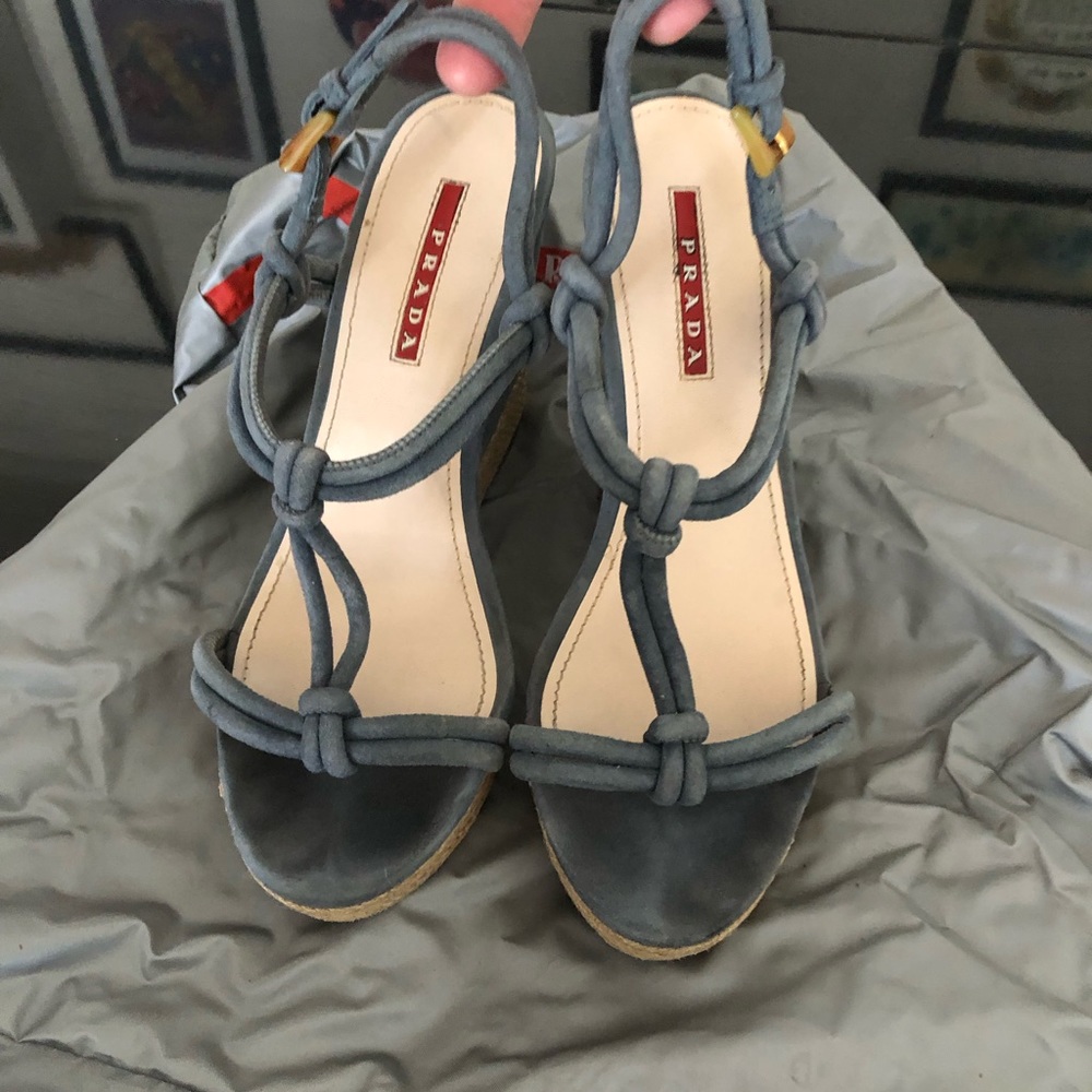 Prada platform suede heels